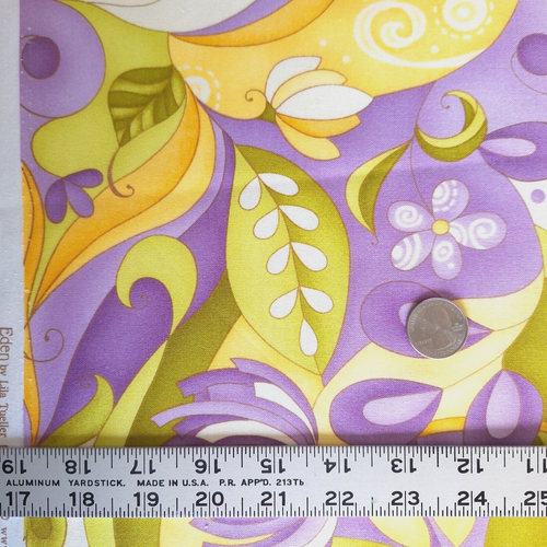 Eden Lila Tueller Moda 11420 Abstract Floral Multi on White Cotton Fabric 3/4 YD - Picture 5 of 9