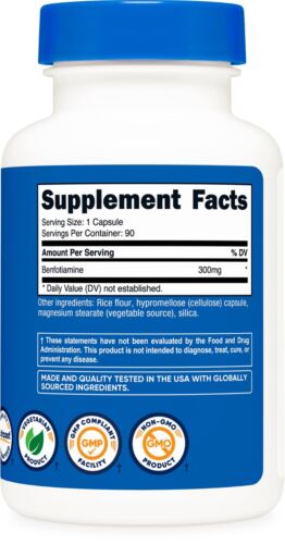 Nutricost Benfotiamina 300 mg, 90 capsule - senza glutine e non OGM - Foto 5 di 5