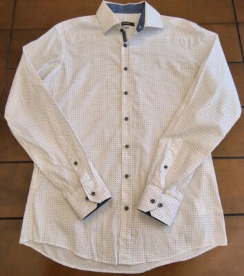 Roy Robson Shape Fit Shirt  Button Down  Size 40 15 3/4 White Blue 