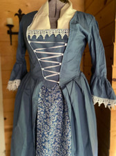 Complete colonial 18th century Williamsburg outlander 1700s polonaise gown