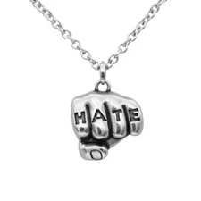 hand necklace hate tattoo stainless steel pendant necklace by controse