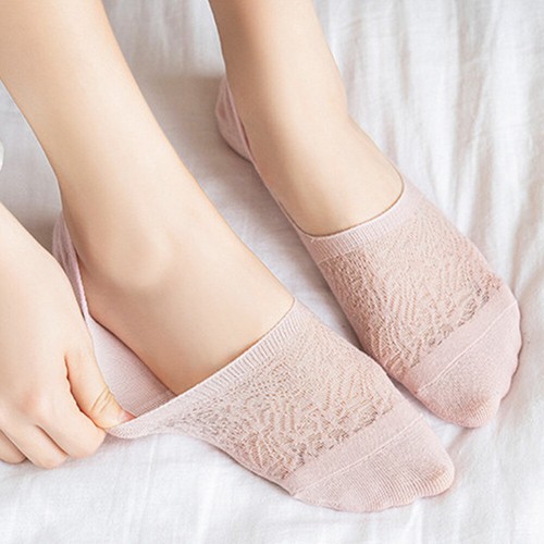 3 Pairs Womens No Show Invisible Nonslip Loafer Solid Lace Boat Low Cut Socks - Picture 10 of 33