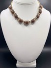Vintage Gold Tone Choker Necklace Brown Moonglow Thermoset Cabochons 16.75” — photo 2