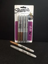 NEW Sharpie Pack of 4 Fine Point Metallic Permanent Markers + 2 Extra (6 Total)