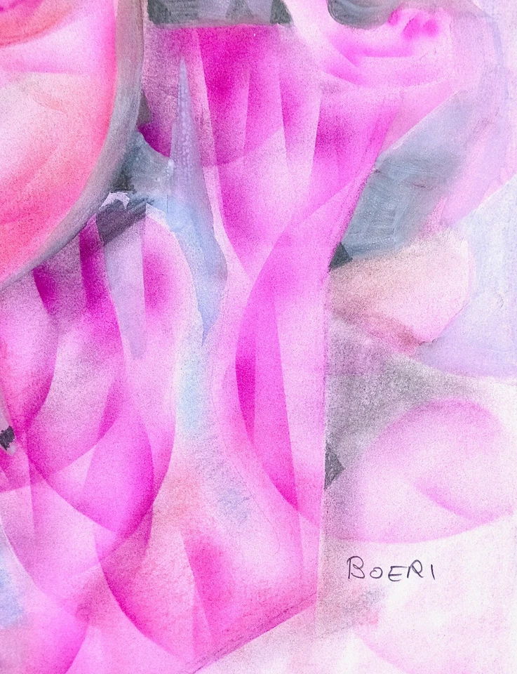 Jacques Boéri - Original Painting - Gouache - The Pink Woman, Nude - Image 2 of 2