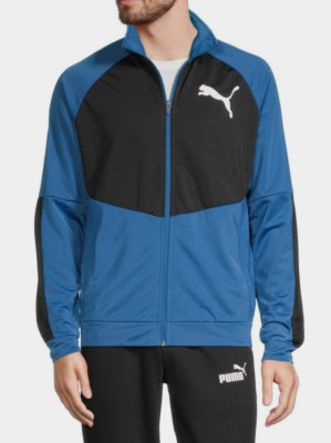 Puma Big Logo Zip Down Mockneck Long Sleeve Athletic Gym Contrast Track Jacket S