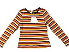 NWT OTHER STORIES Womens Organic Cotton Stripe L/S Tee Top sz 8