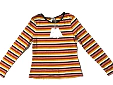 NWT & OTHER STORIES Womens Organic Cotton Stripe L/S Tee Top sz 8