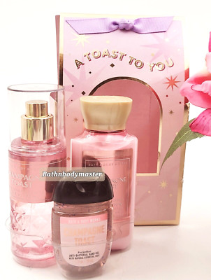Bath Body works CHAMPAGNE TOAST Mini Gift Set Mist, Lotion, Hand cleaner
