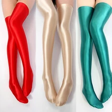 Glossy Spandex Women Girl Thigh High Stockings Socks