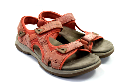 Earth Origins Women's Sz M Sandals Salmon Leather Fabric Slingback  Comfort