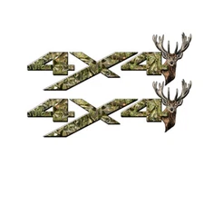 4x4 Bass Fish DEER HEAD Decals Truck NO OFF ROAD Stickers 2 Pack SEMI-GLOSS
