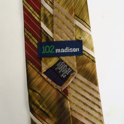 102 Madison Brown Beige Stripe Counter Stripe Plaid Mens Neck Tie 54x3.25 Short - Picture 3 of 6