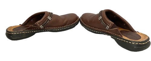 Minnetonka Women's Sz 7 Loafers Slides Slip on Shoes Brown Leather - Picture 2 of 6