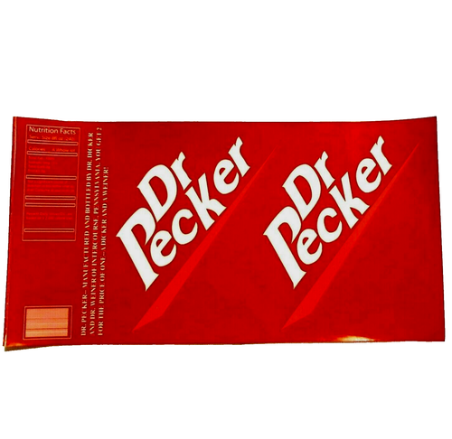 Vtg Joke Soda Decal Dr Pecker Can Label Set of 6 Party Favor Gag