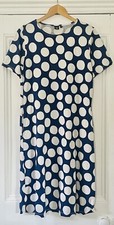 Marimekko X Uniqlo Women’s Navy Blue White Polka Dot T-Shirt Dress S UK 10 EU 38