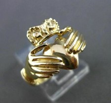 ESTATE LARGE 14KT YELLOW GOLD 3D IRISH CLADDAGH LOVE FRIENDSHIP RING 15mm 24507