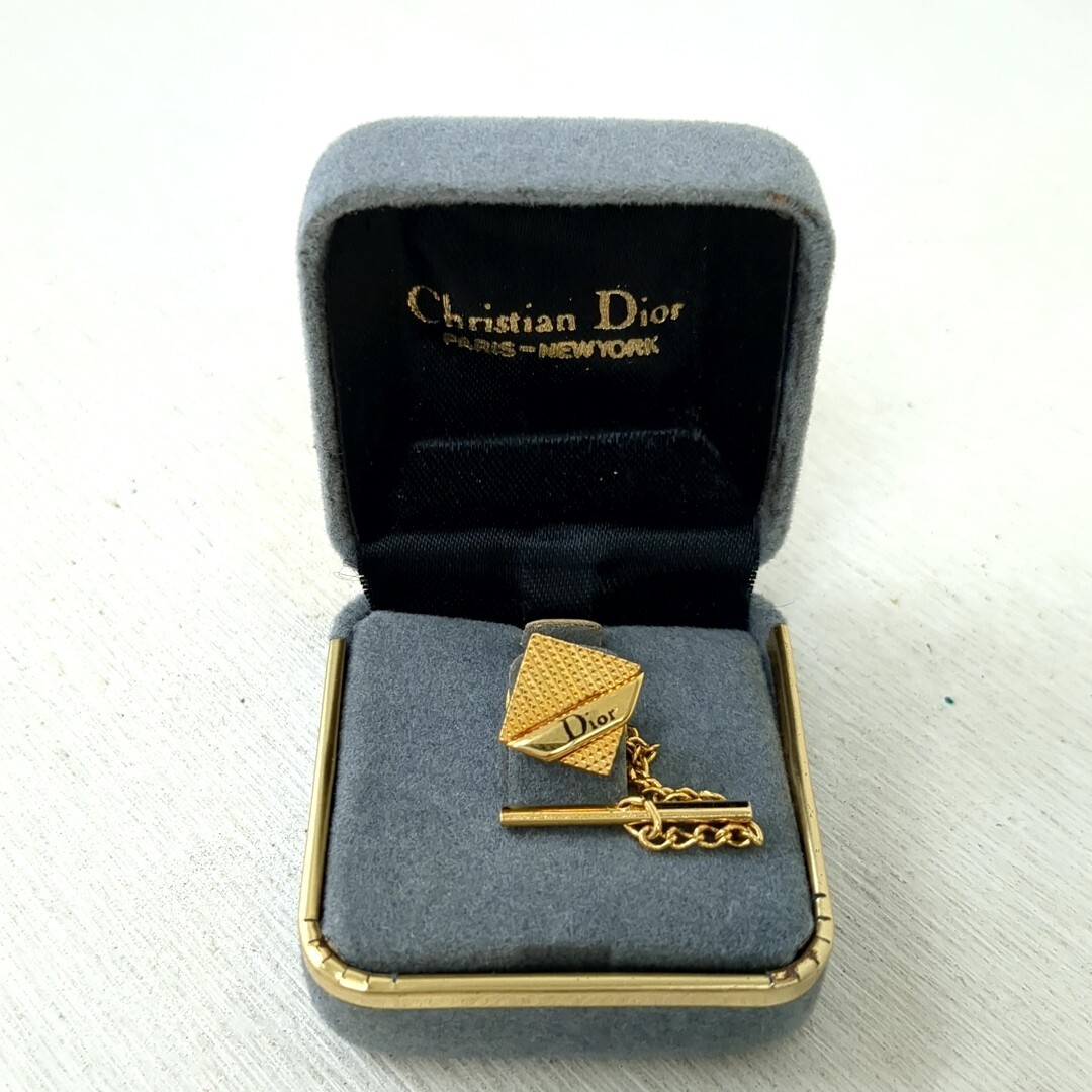 Christian Dior Tie Pin Tack Pin Gold Tone Men's Jewel… Gem