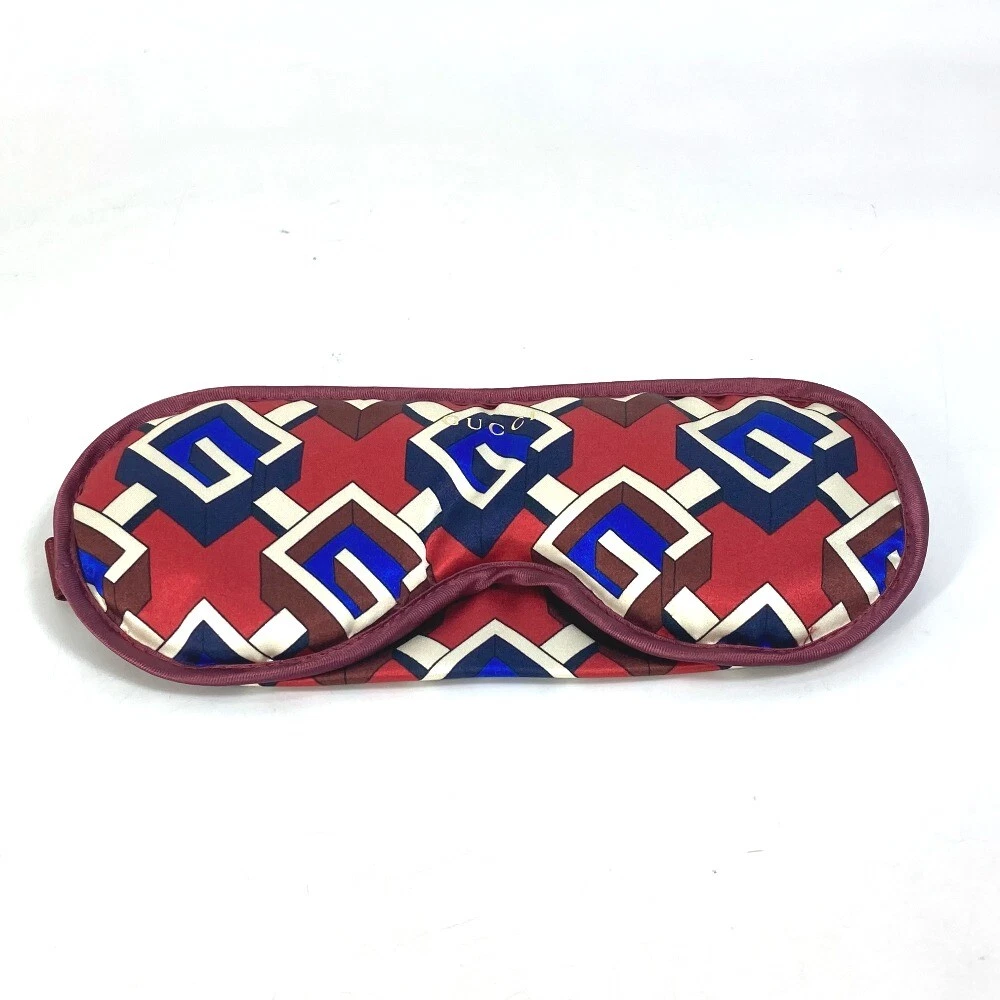 NON UTILISÉ GUCCI 662423 Accessoires de voyage géométrique imprimé G masque pour les yeux avec pochette