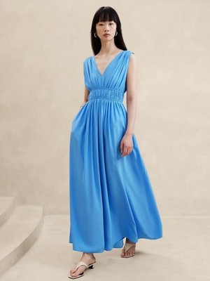 banana republic blue silk dress Abigail Silk Maxi Dress