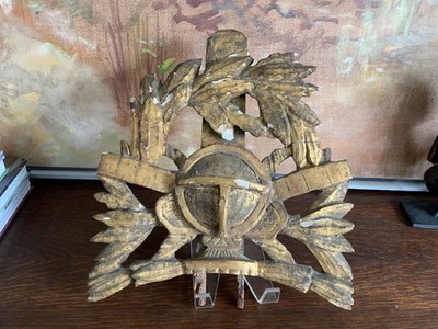 French Gilt Architectural Wood Fragment 19th Century Hand Carved as is