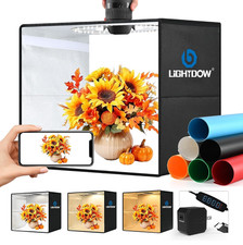 Lightdow Portable Product Photography Light Box 16x16x16 inch LED 6 Backdrops