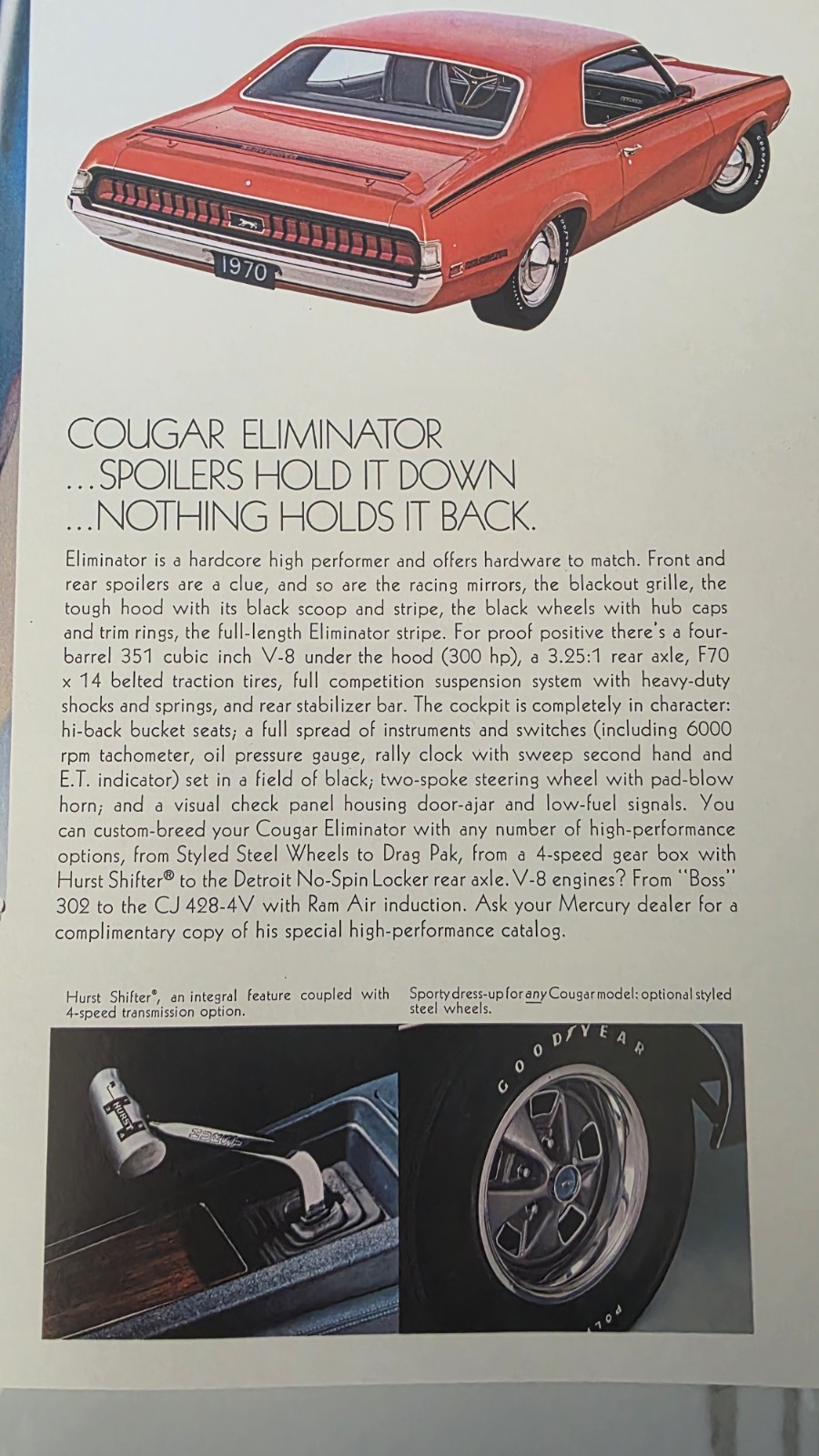 1970 Mercury Cougar XR7 Eliminator Convertible Dealership Sales Brochure 70 thumbnail 7
