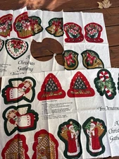 Hallmark A Christmas Gathering Cut & Sew Fabric Panel Tree Ornaments - 2 Partial
