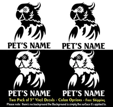 Parrot Bird with Custom Name 2 Pack of 5" Vinyl Decals Window Tumbler Laptop