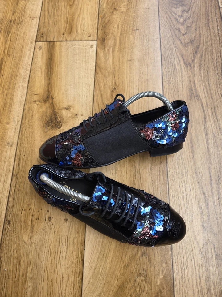 CHANEL LENTEJUELAS TRICOLOR CC DERBY OXFORD TALLA 37.5 EU, 7 US, 4.5 UK Foto 4 de 4