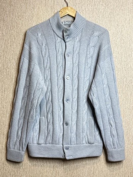 Men Fedeli Cardigan Blue Wool 42