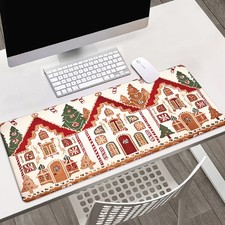 40 90cm1pc Red House Christmas Mouse Pad with Gingerbread House Snowy Winter D