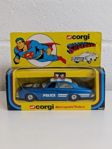 Superman Metropolis Police Car 1979 Vintage Corgi Die Cast Model Vehicle IN BOX