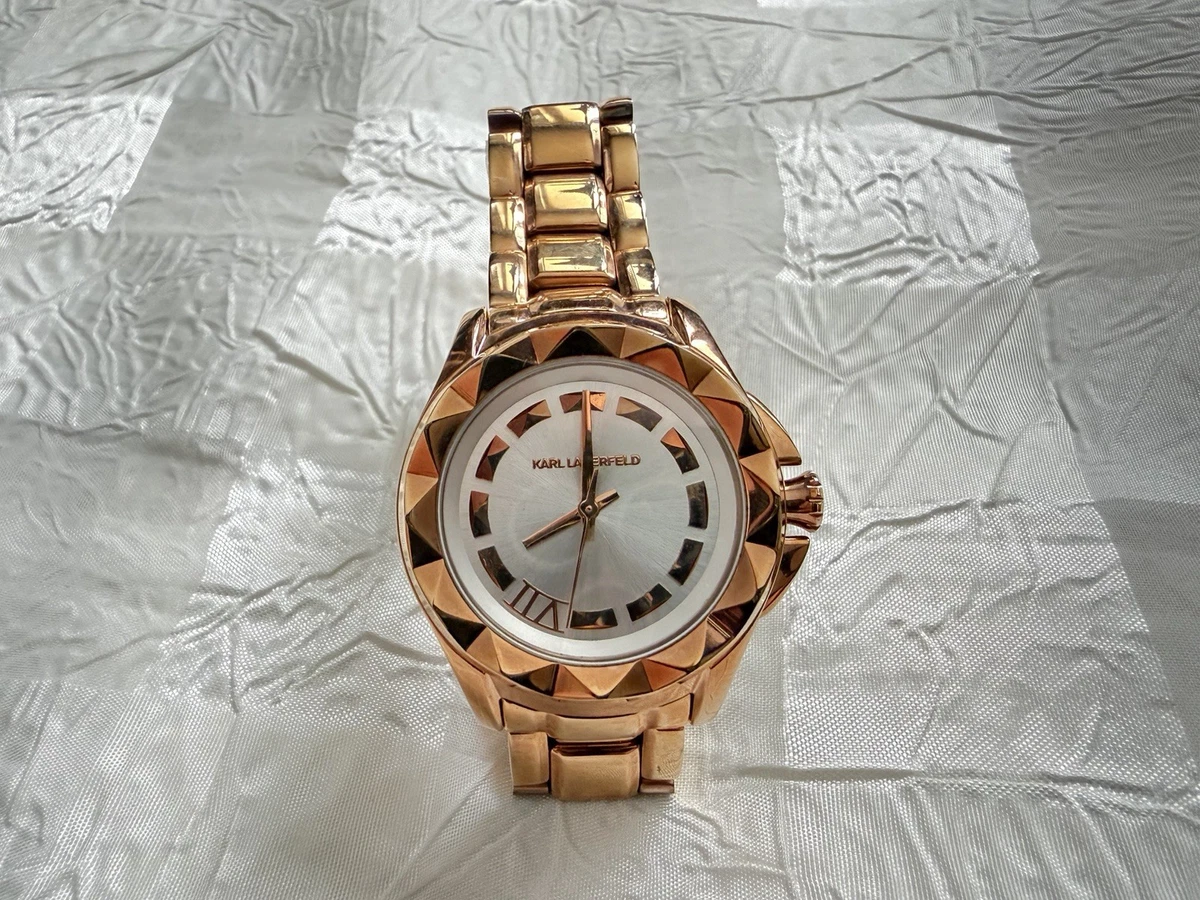 Karl Lagerfeld Gold Plated Logo Round Face Wrist Double Chain Watch Women main image 3