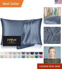 Luxury Silk Pillowcase for Skin  Hair Care - 26" x 20", Hypoallergenic Ash Blue