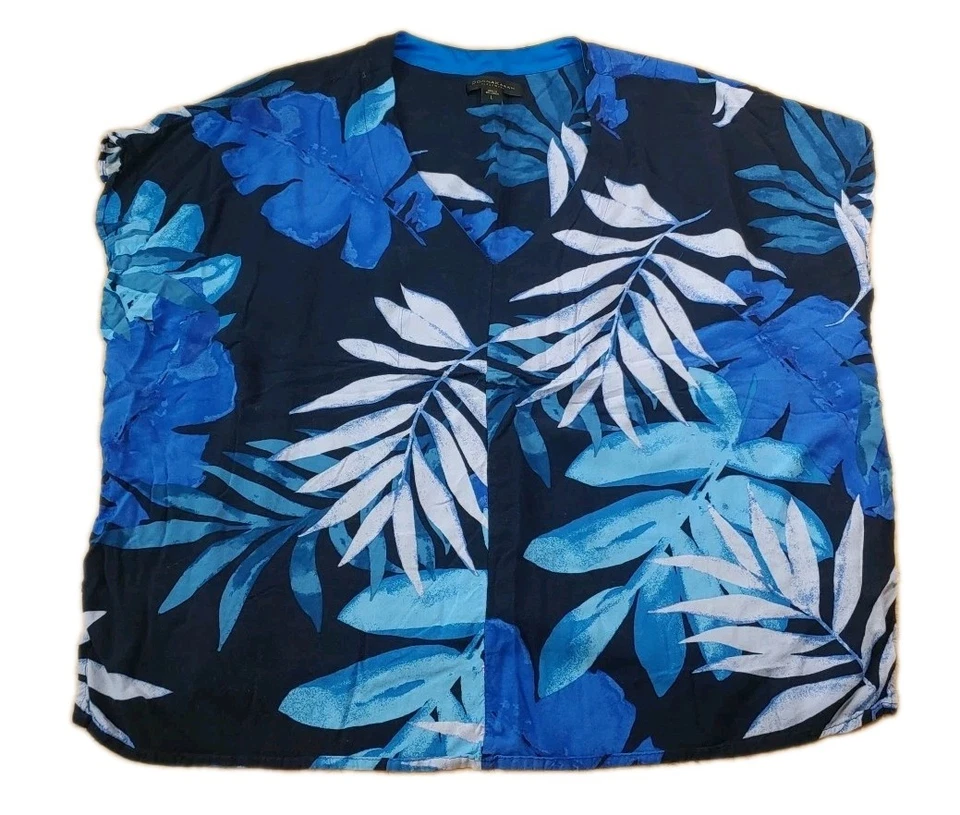 Donna Karan Conjunto de Salón Mujer Grande Tropical Palmeras Azul Dolman Top Pantalones Jazmín Foto 3 de 4