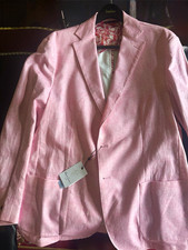 Robert Graham Men’s Pink Linen/Cotton Notch Lapel Sport Coat 48R Regular