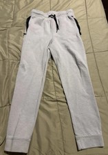 Old Navy Active Boys White Jogger Pants . Size L 10/12 Zip Pockets Drawstring