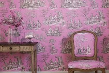 Manuel Canvas Paris Bellegarde Wallpaper 03063/04 Belleroy Rose Toile de Jouy