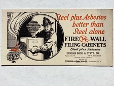Yawman & Erbe filing cabinet steel plus asbestos Durham Book & Stationery Co NC