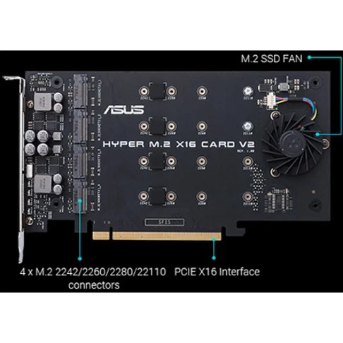 Asus M.2 to PCI Express Adapter (HYPER M.2 X16 CARD V2) - Image 3 of 4