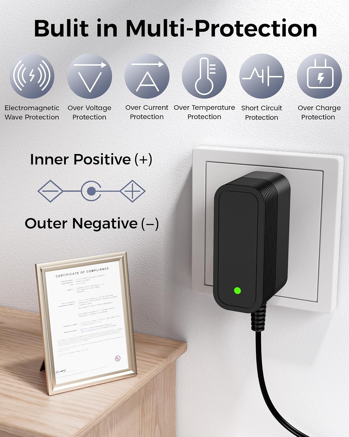 12V Power Supply AC Adapter 12 Volt Charger Universal for black 