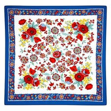 Silken Polyester By Berkshire Womens Square Scarf OS Blue Floral Print Italy