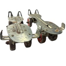 Vtg Union Hardware Roller Skates Antique Red Metal Wheels 1950s 1960s Adjustable