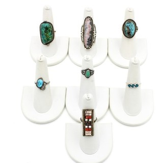 Southwest Sterling Silver Turquoise Agate Size 3.25 8 Rings Lot of 7 #S3478 2