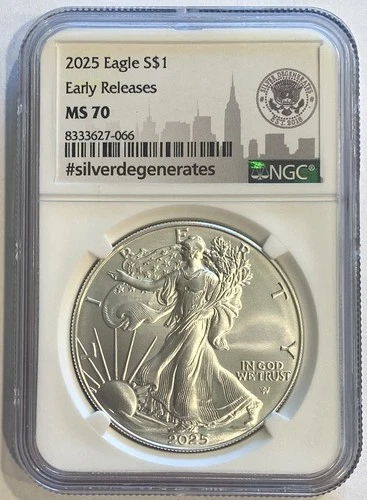 Sample Slab - NGC #silverdegenerates StackingNYC - 2025 Silver Eagle MS70
