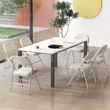 Set of 6 Folding Chairs Fabric Upholstered Padded Seat Metal Frame Home Office