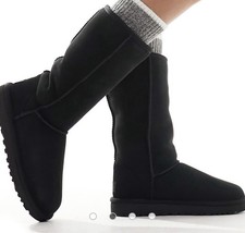 UGG CLASSIC TALL II BLACK SUEDE SHEEPSKIN SNOW YOUTH BOOTS SIZE US 2/UK 1 NEW