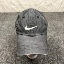 Nike White Swoosh Logo Cap Toddler Baby Adjustable Gray Casual Hat