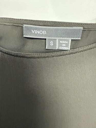 Vince Charcoal Black Silk Sleeveless Tank Top Blouse Crew Neck Draped Back Small - Picture 7 of 11